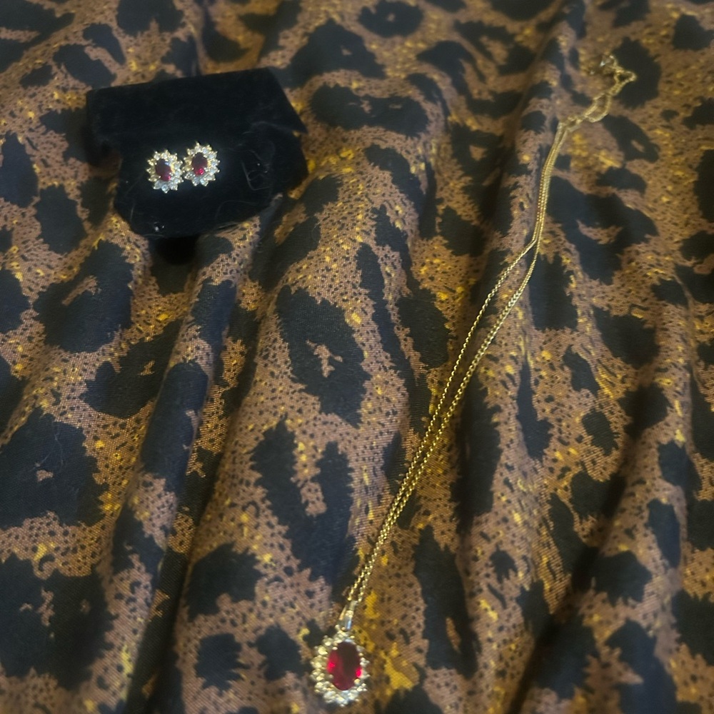 Gold and Red Jewelry Set